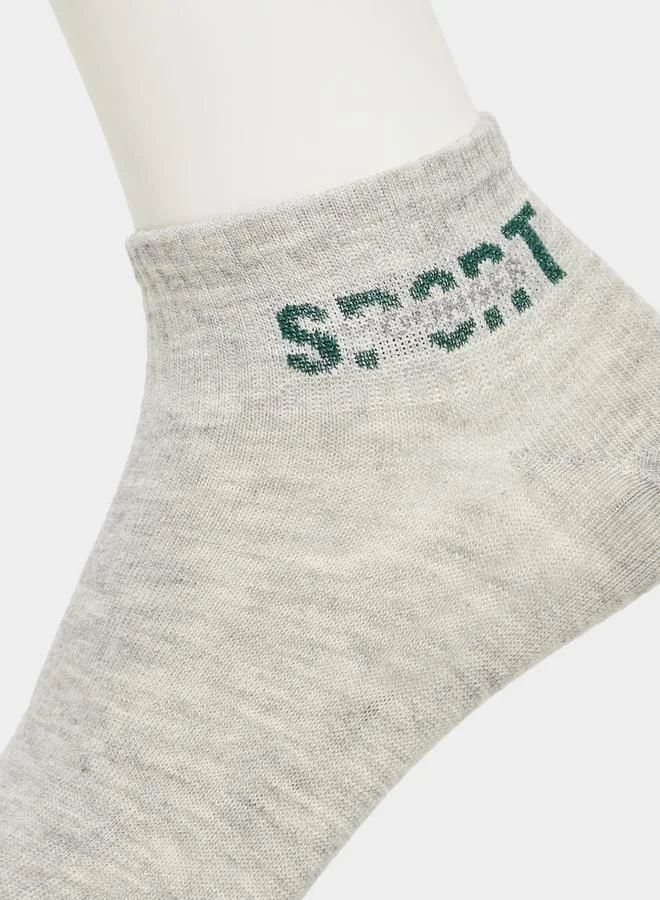 Styli  Pack of 5 - Printed Detail Ribbed Cuff Ankle Socks for Men | Best Price UAE